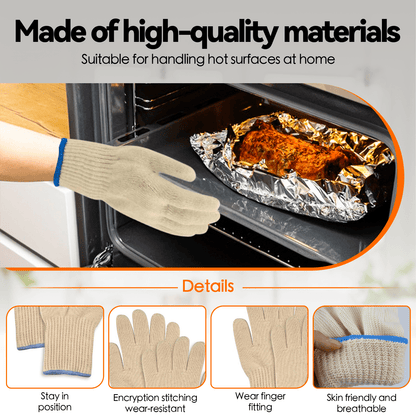 3 Pairs 5-Finger Oven Mitt BBQ Grill Gloves – Heat-Resistant, Non-Slip, Machine-Washable