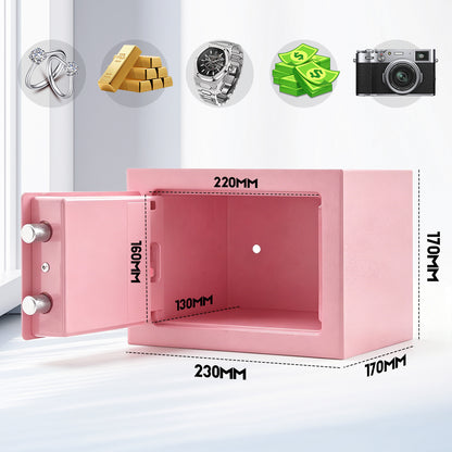 6.4L Digital Safe Box, Electronic Security Safe with Keypad & 2 Emergency Keys, Steel Cash & Valuables Lock Box for Home, Office & Hotel