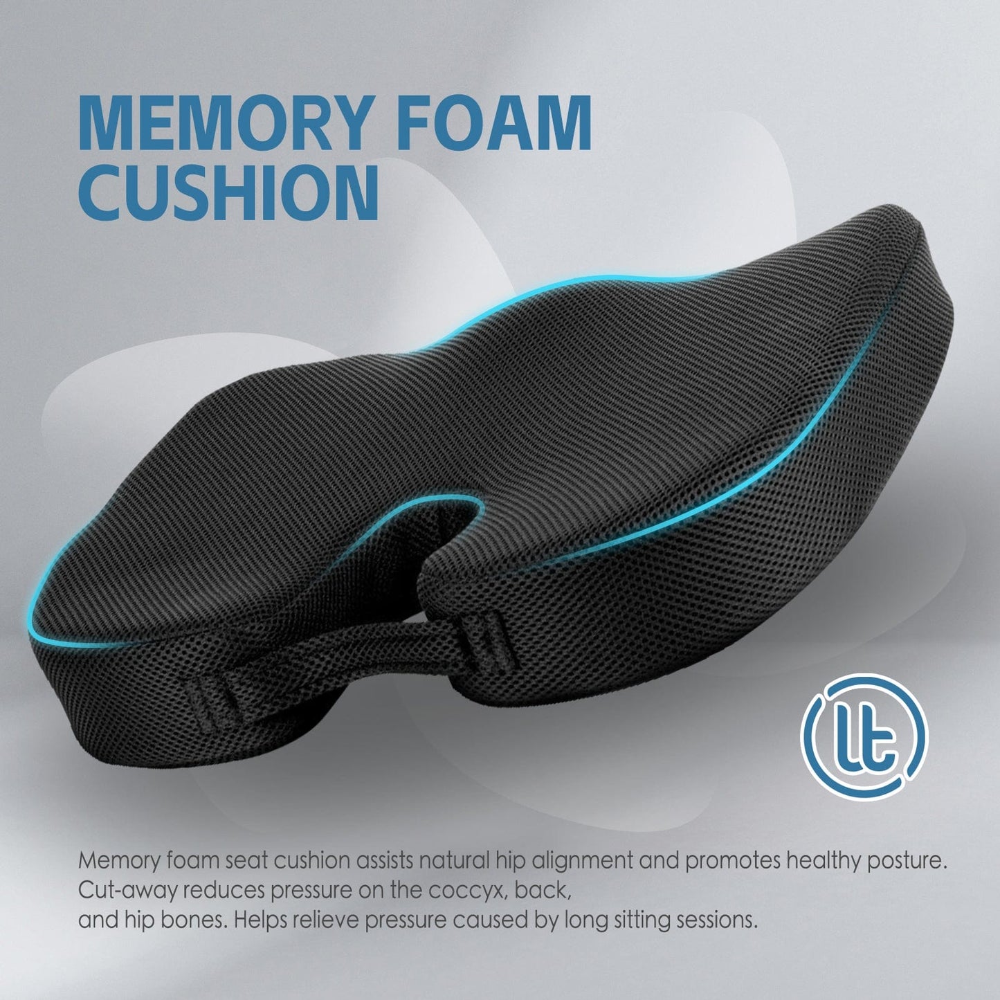 2 Pcs Memory Foam Car & Office Seat Cushions – Ergonomic Support with Breathable Washable Mesh Cover