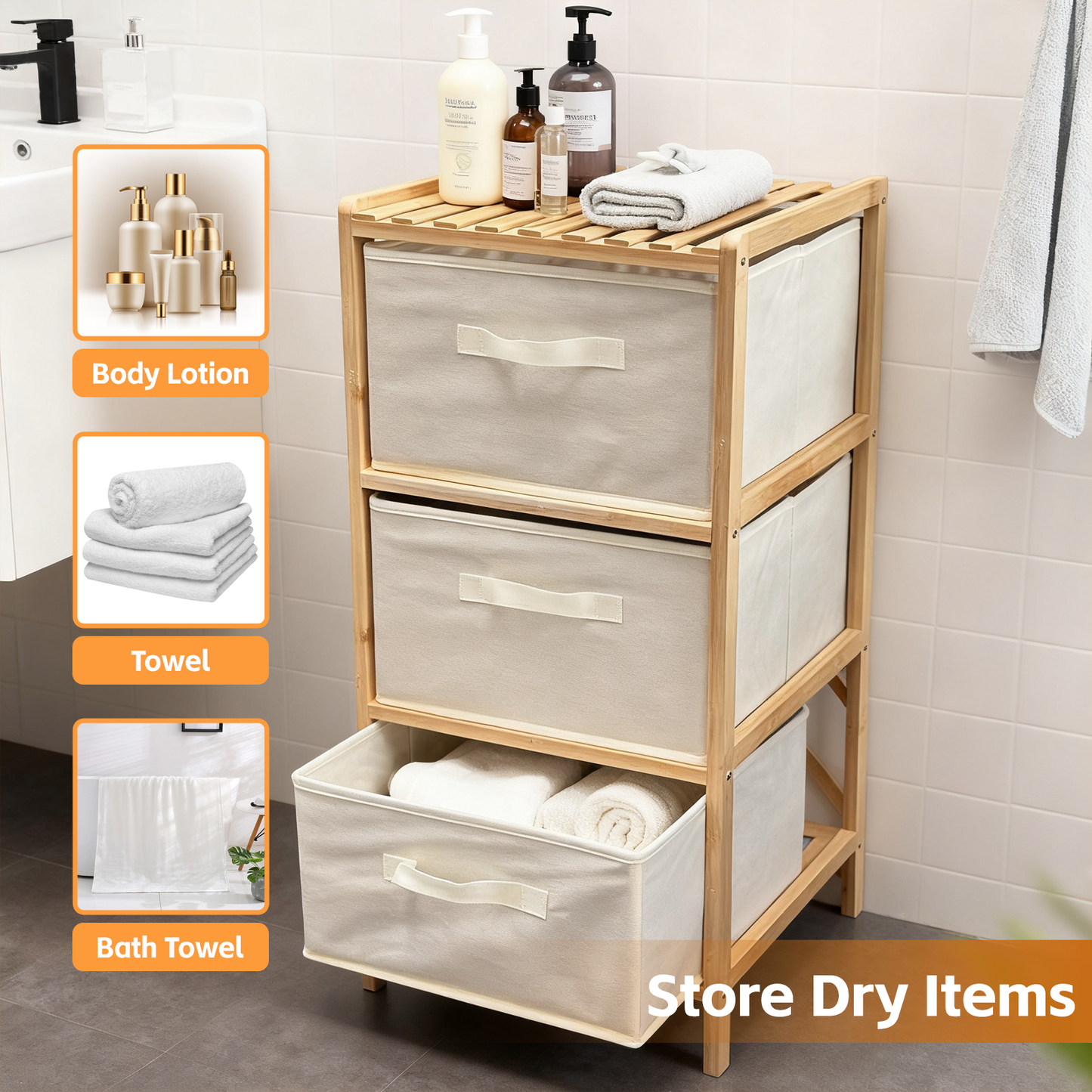 3 Drawer Bammboo Storage Chest