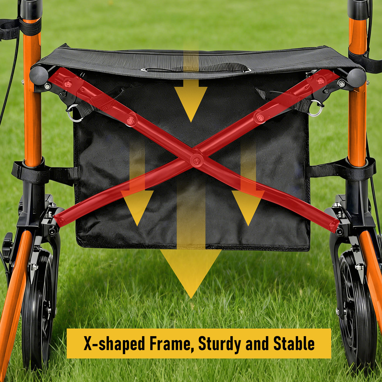 Aluminium Rollator Walker for Elderly with Seat & Reflective Strip, 4 Wheel Foldable Mobility Hight Adjustable with Storage Bag and Brakes Mobility Scooter