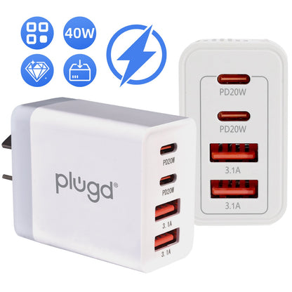4 PORT  WALL CHARGER USB C+USB A