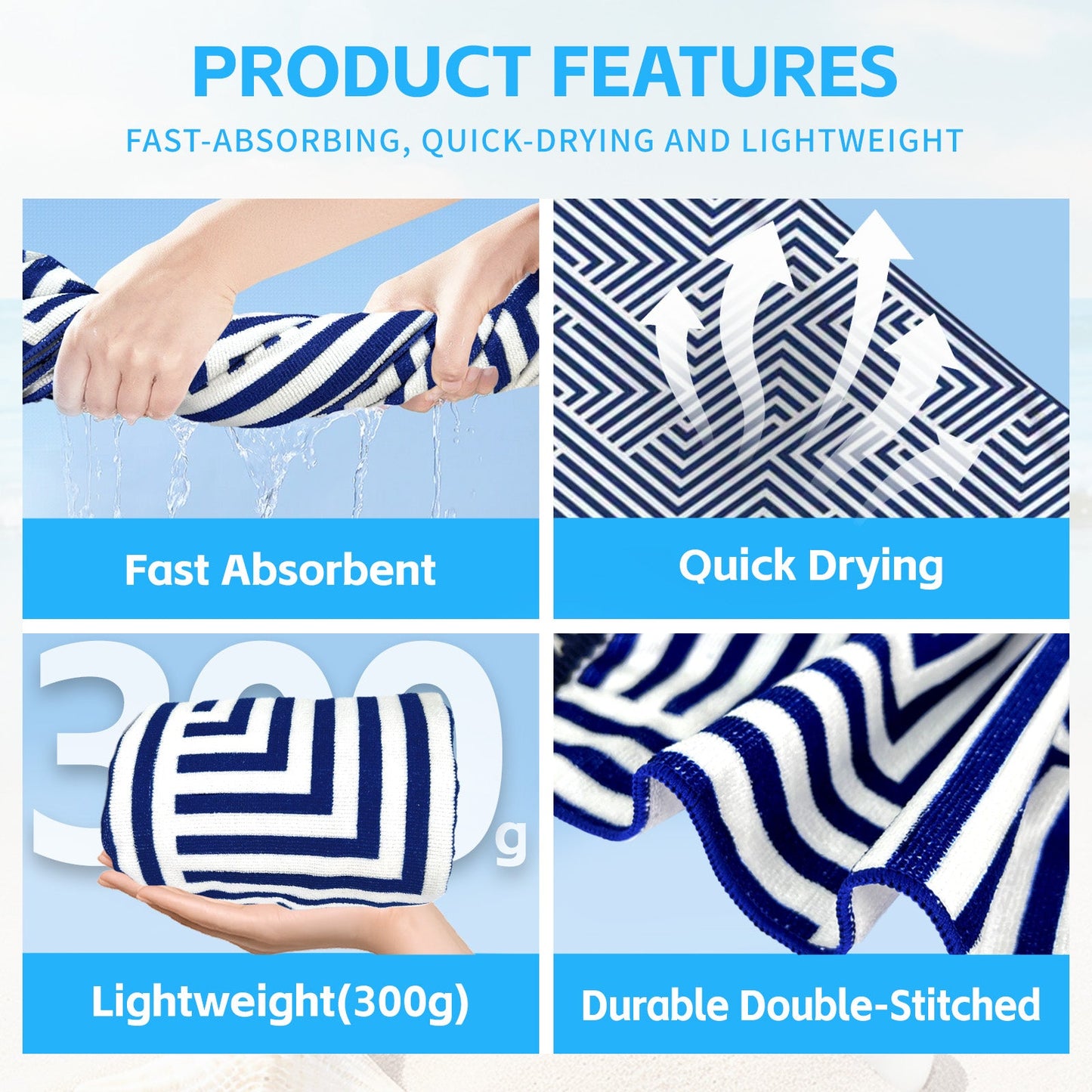 Rectangular Beach Towel with Tassel