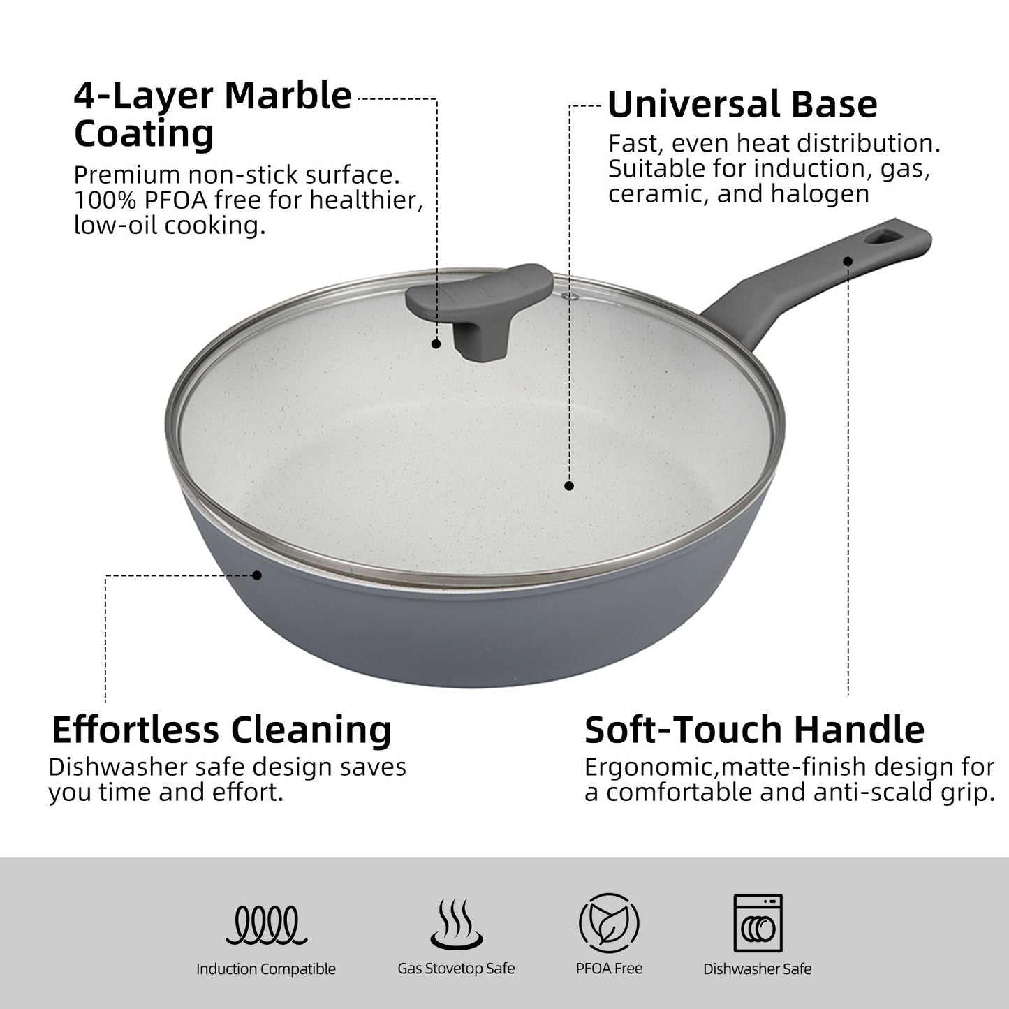 CLEVINGER 28CM NON-STICK SAUTE PAN WITH LID