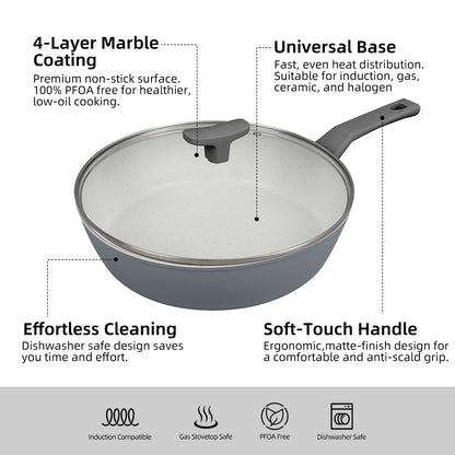CLEVINGER 28CM NON-STICK SAUTE PAN WITH LID