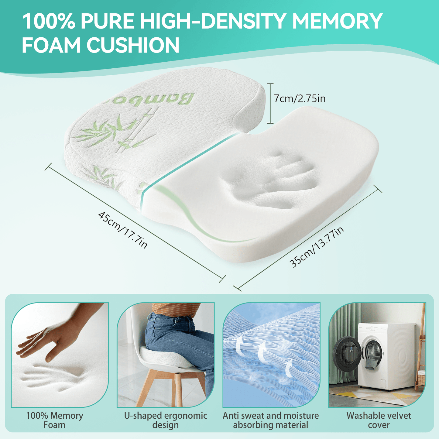 Memory Foam Lumbar Back Support Cushion Seat Set