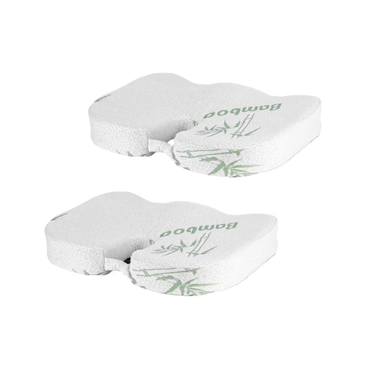 2 Pcs Bamboo Memory Foam Pressure-Relief Seat Cushions – Ergonomic Large Support (45 × 35 × 7 cm)