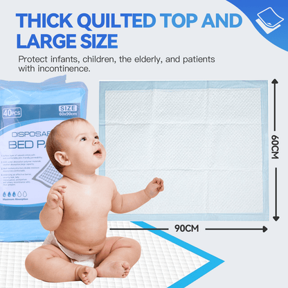 80 Pcs Adult Disposable Bed Underpads – 90 × 60 cm Super Absorbent Incontinence Sheets with Waterproof Backing
