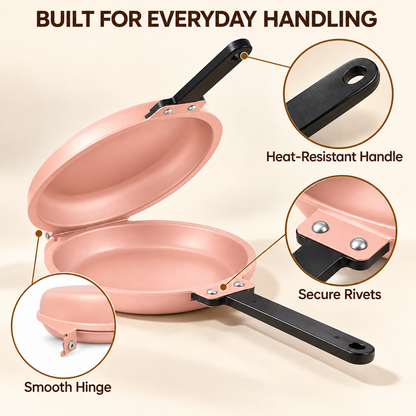 Double-Sided Non-Stick Frying Pan, 19cm Flip Pancake Pan with Heat-Resistant Handle for Eggs, Pancakes & Toast, Gas Electric & Ceramic Stoves