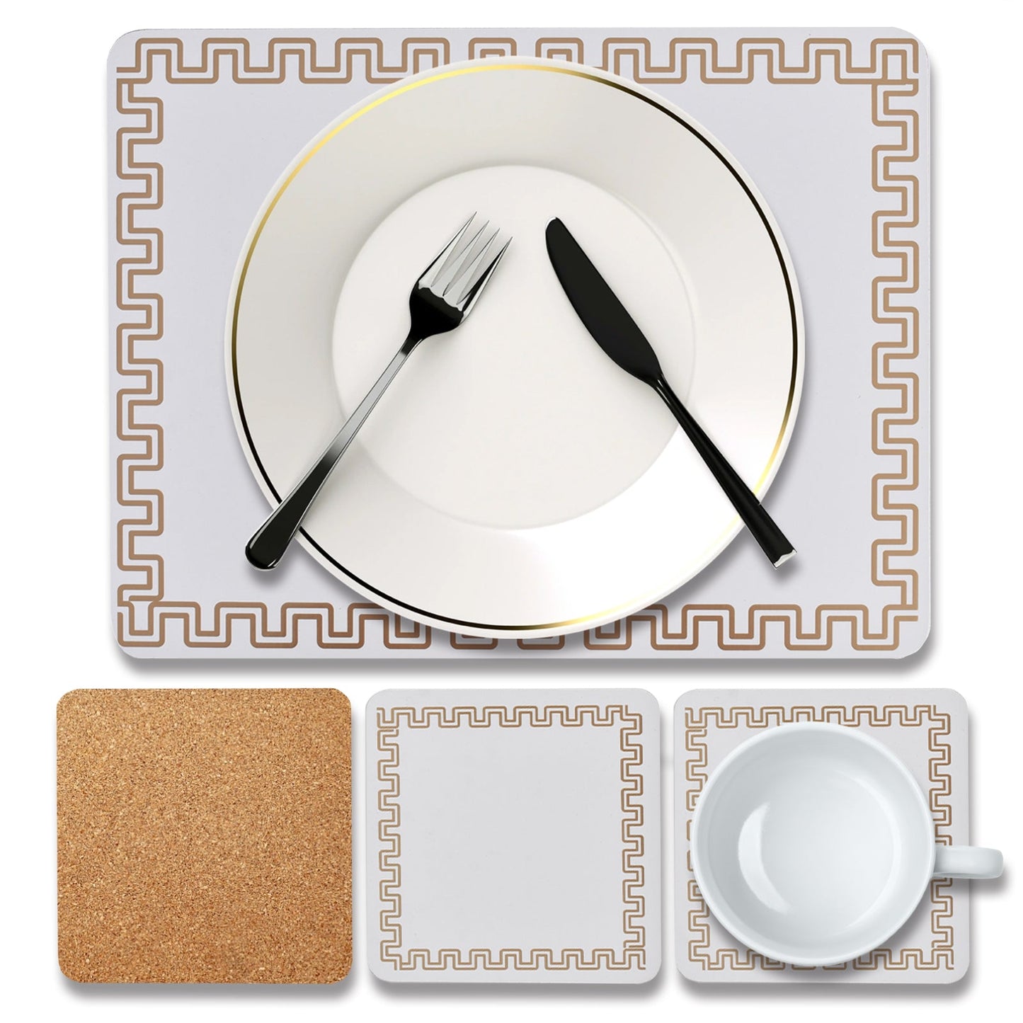 4 Pcs Clevinger MDF Coasters Gold Border
