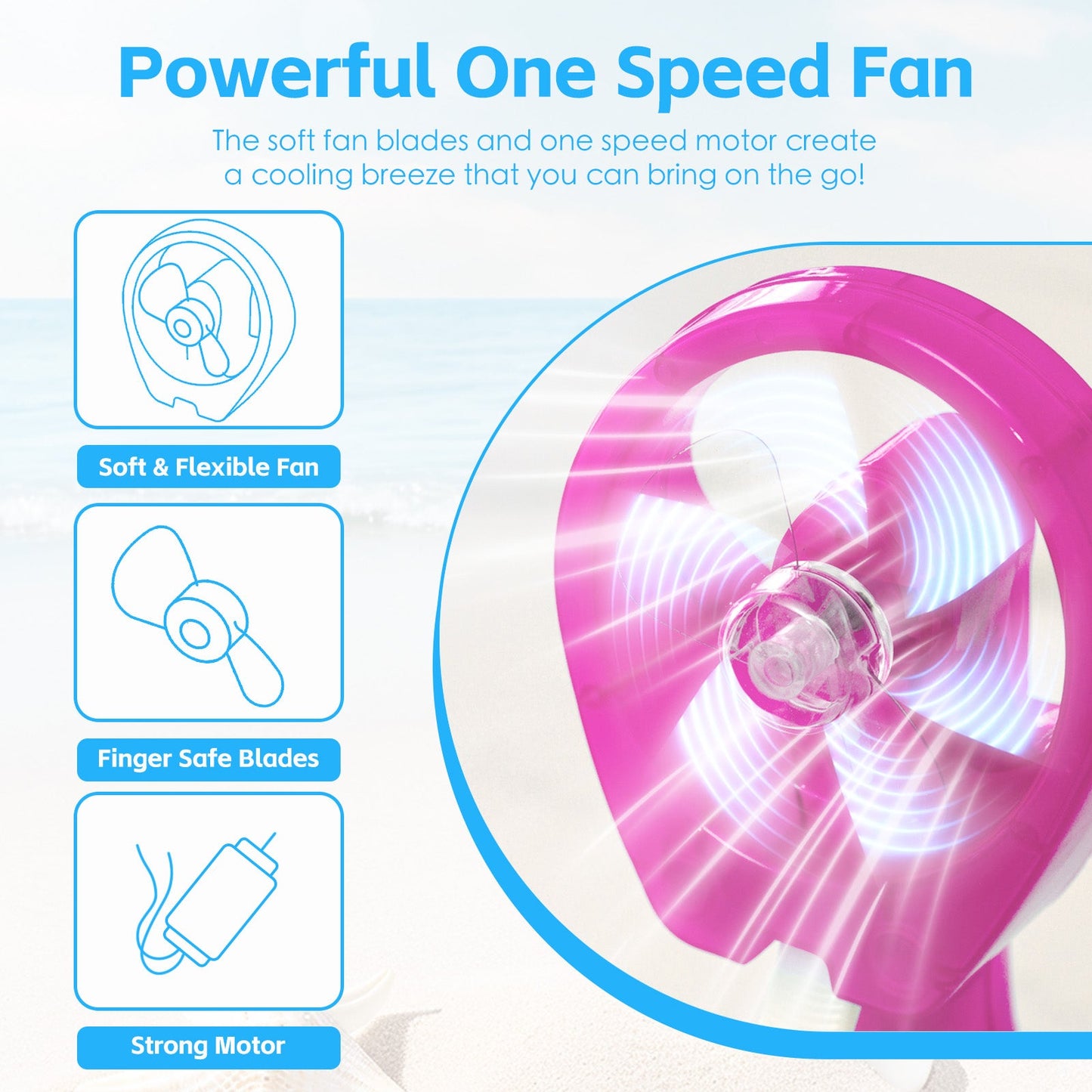 Handhold Battery Powered Personal Water Spray Fan-Blue/Pink
