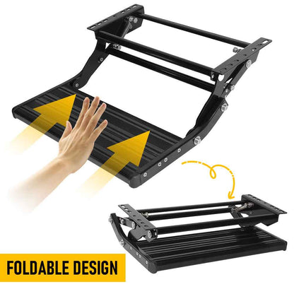 Heavy Duty Aluminium Caravan Step, Portable Folding Single RV Step with Anti-Slip Surface, Pull Out Camper Trailer & Motorhome Step Stool