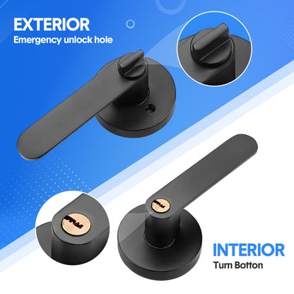 Privacy Door Lever Handle with Key, Heavy Duty Interior Door Lock, Round Design, 1 Pack, Matte Black
