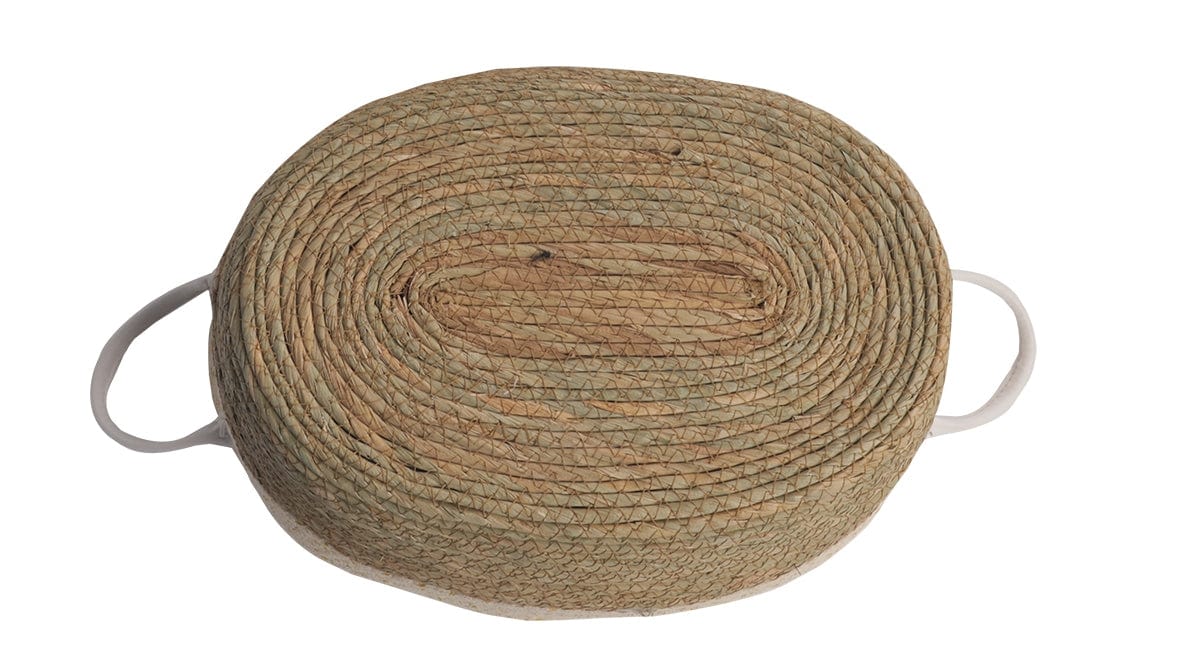 2 Pcs Cotton Rope Stripe Carry Handles Storage Baskets set