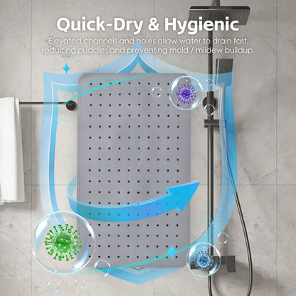 2 Pcs  70×40 cm Anti‑Slip Grip Shower Mat Quick‑Dry Bath Mat with 100+ Suction Cups