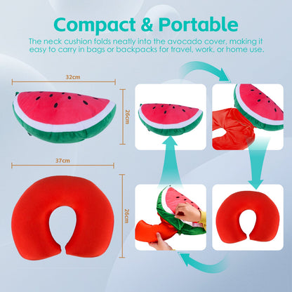 Two-Way Reversible Microfibre Travel Pillow-Watermelon