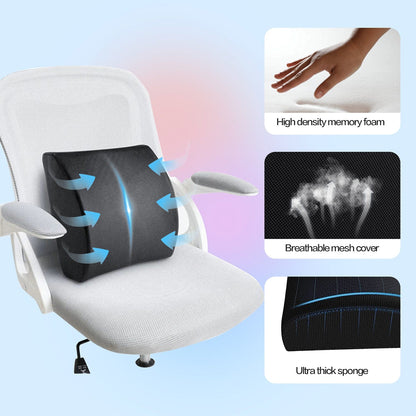 2 Pcs Bamboo Memory Foam Lumbar Support Cushion – Ergonomic Back Support Pillow