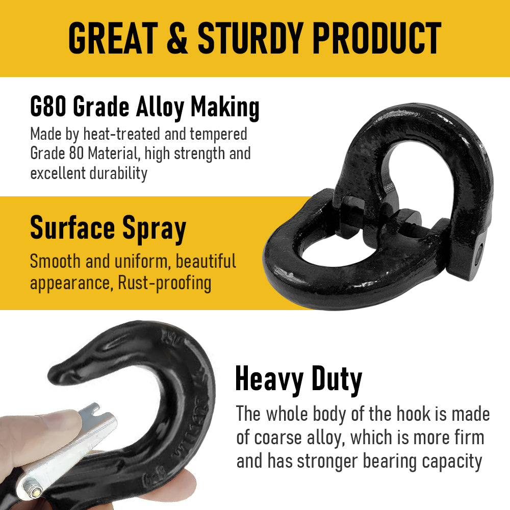 1.12T Sling Hook & Hammerlock Kit-Balck,2 Sets