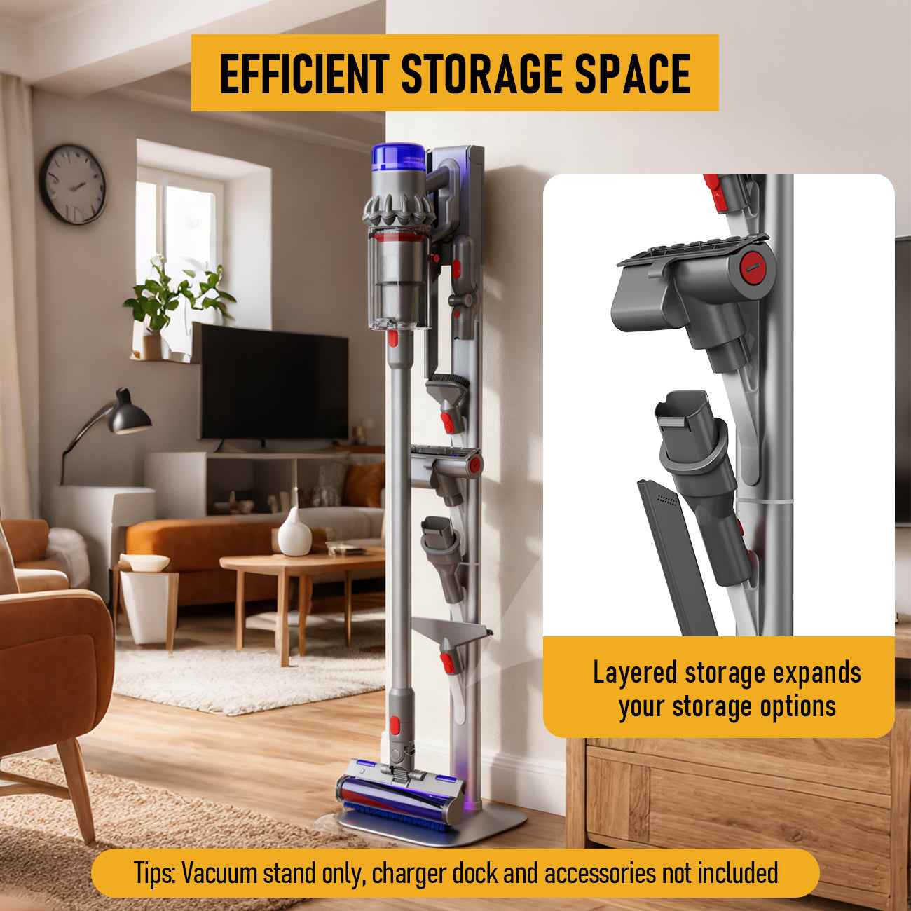 Vacuum Stand for Dyson G5, Vacuum Cleaner Storage Holder & Docking Station | Compatible with Dyson G5/V6/V7/V8/V10/V11/V12/V15 | Organizes 6-10 Accessories | Space Saving
