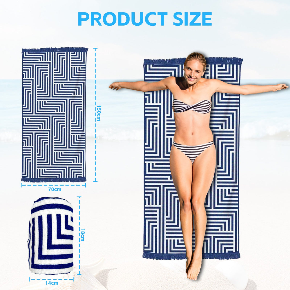 Rectangular Beach Towel with Tassel