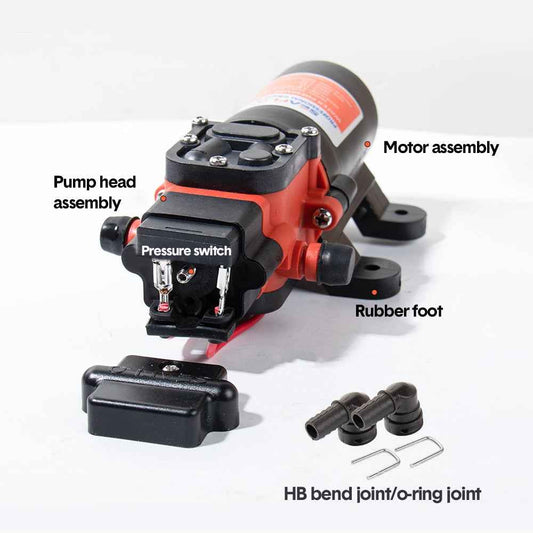 12V Water Pressure Diaphragm Pump 3.8LPM 40PSI Self-Priming RV Caravan Marine