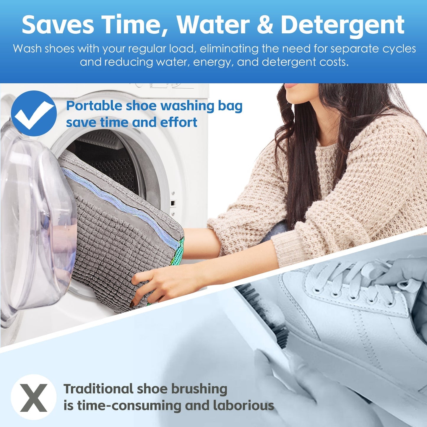 2 Pcs Portable Shoe Washing Bag