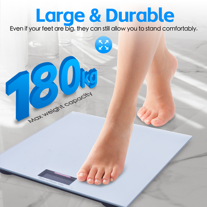 Clevinger Silver Digital Glass Bathroom Scale – 180kg Max Capacity