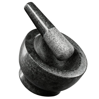 Granite Mortar and Pestle Set, 480ml Heavy Duty Stone Grinder Bowl, Dark Grey