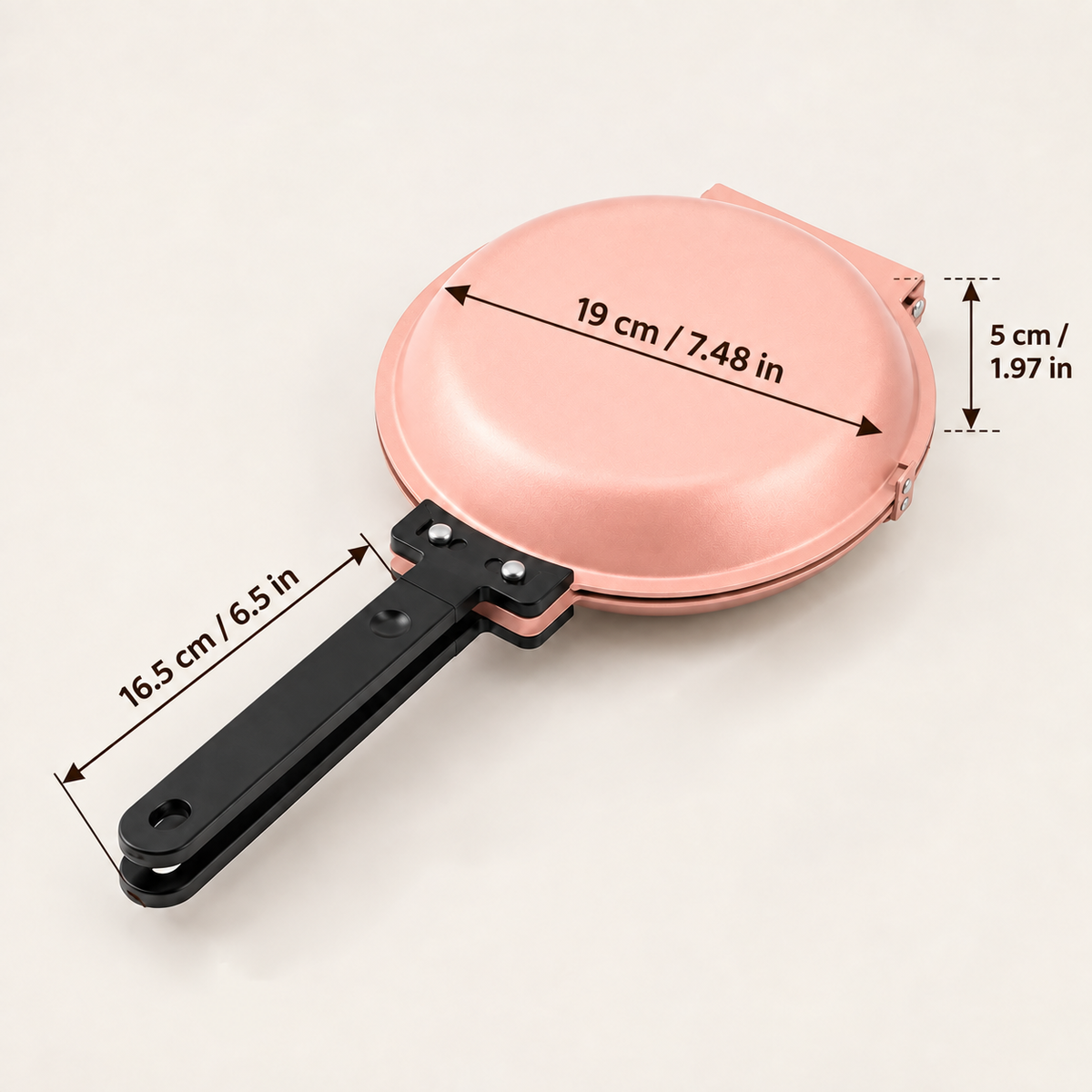 Double-Sided Non-Stick Frying Pan, 19cm Flip Pancake Pan with Heat-Resistant Handle for Eggs, Pancakes & Toast, Gas Electric & Ceramic Stoves