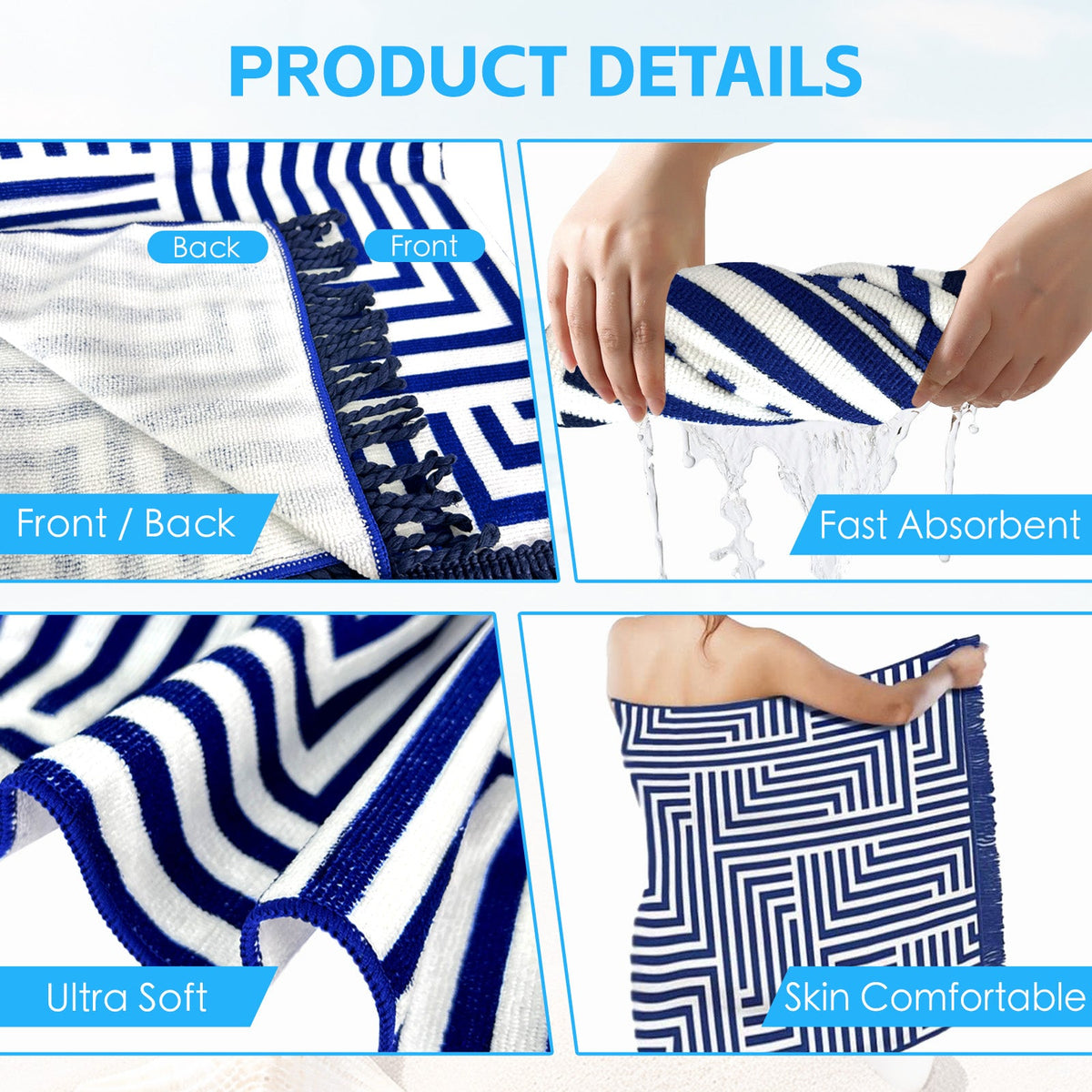 Rectangular Beach Towel with Tassel
