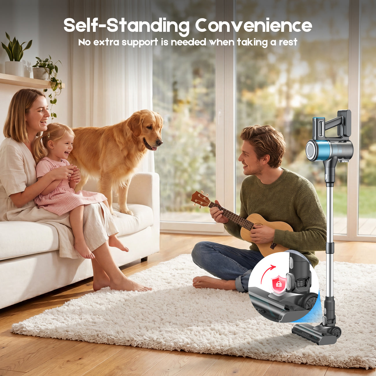 Cordless Vacuum Cleaner, 8in 1 Powerful Stick Vacuum, with Anti-Tangle Brush and LED Light, Lightweight Vacuums for Hardwood Floor, Carpet, Pet Hair