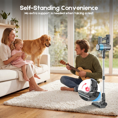 Cordless Vacuum Cleaner, 8in 1 Powerful Stick Vacuum, with Anti-Tangle Brush and LED Light, Lightweight Vacuums for Hardwood Floor, Carpet, Pet Hair