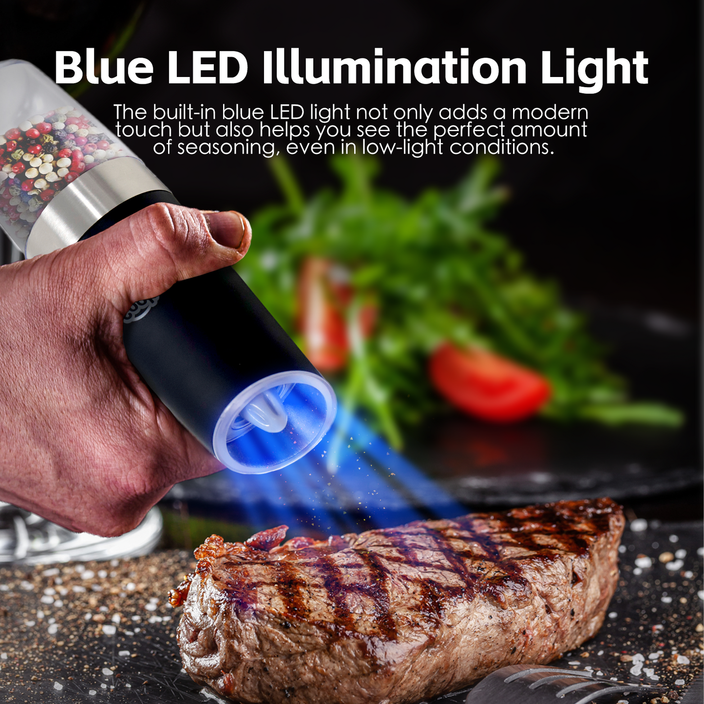 2 Pcs Gravity Sensor Electric Salt and Pepper Spice Grinder
