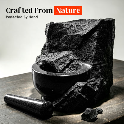 Granite Mortar and Pestle Set, 480ml Heavy Duty Stone Grinder Bowl, Dark Grey