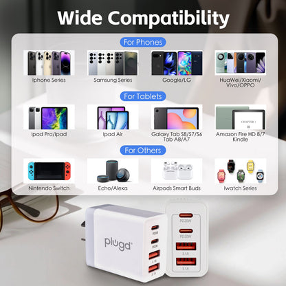 4 PORT  WALL CHARGER USB C+USB A