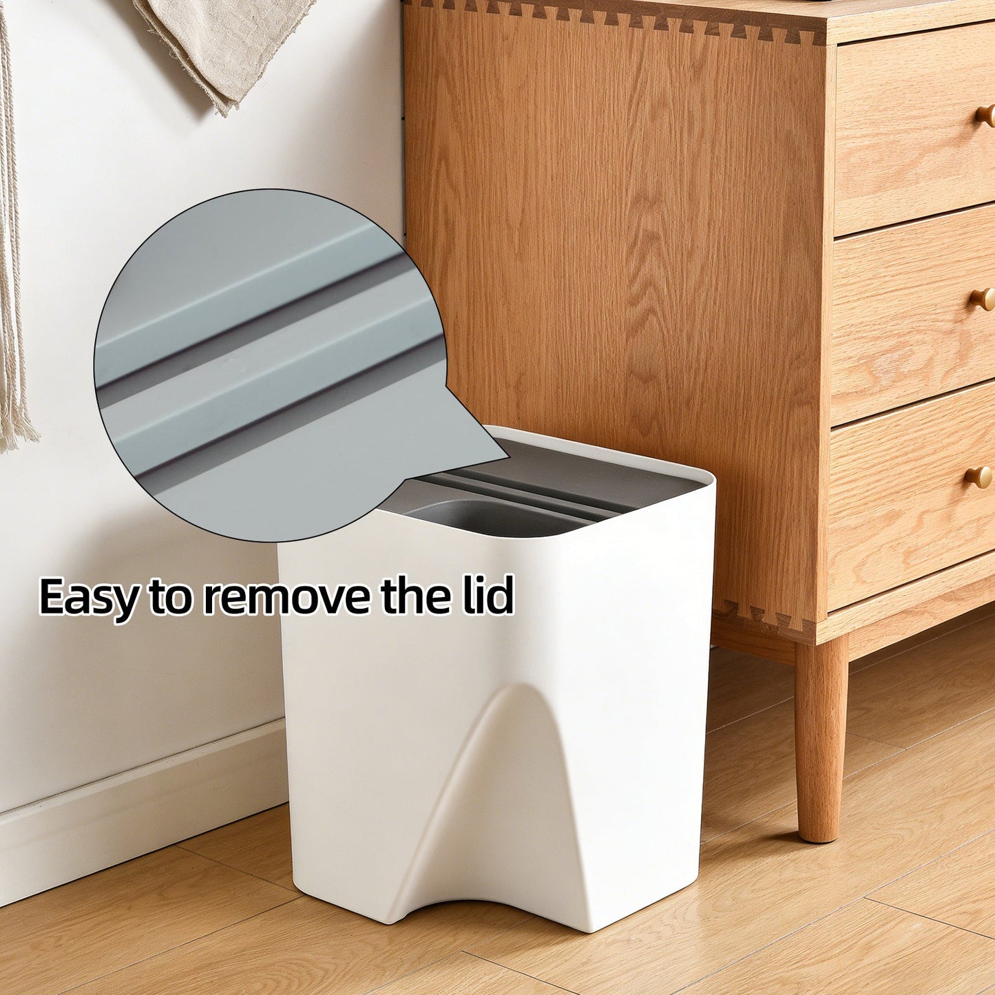 2 Pcs 12L+18L Stackable Plastic Kitchen Trash Bin Household Classification Storage Box