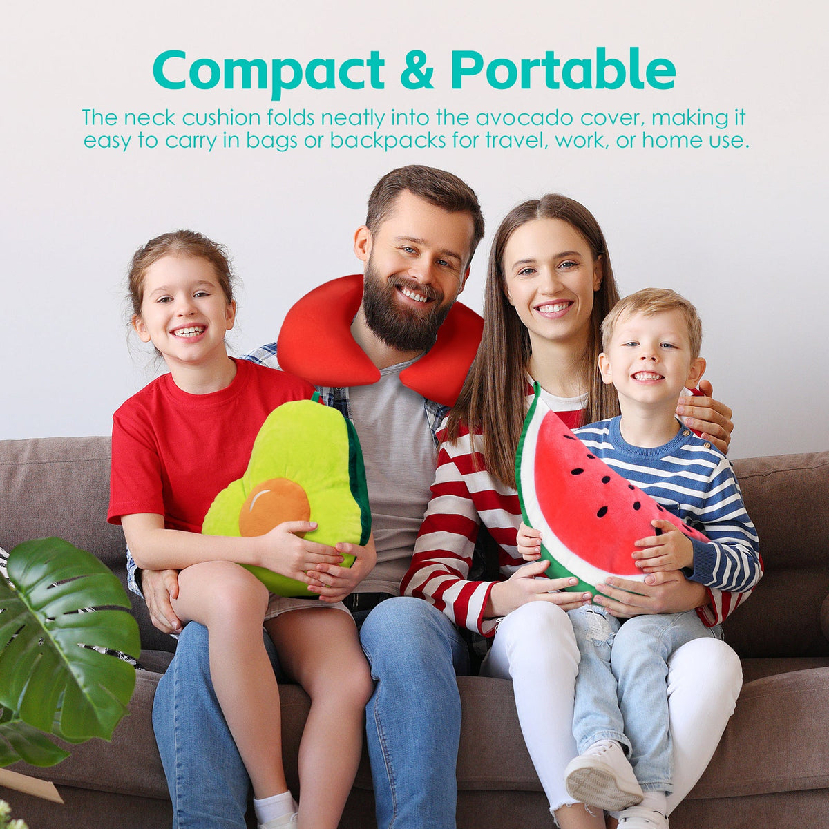 Two-Way Reversible Microfibre Travel Pillow-Watermelon