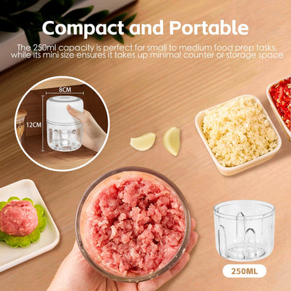 250ml Cordless USB Rechargeable Mini Food Chopper