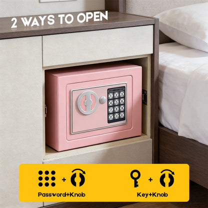 6.4L Digital Safe Box, Electronic Security Safe with Keypad & 2 Emergency Keys, Steel Cash & Valuables Lock Box for Home, Office & Hotel