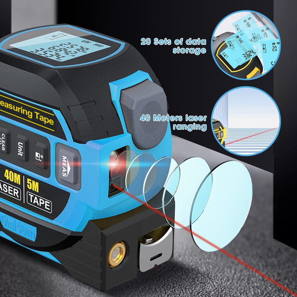 Living Today laser tape measure 40m Laser Measure, Cross-line Laser Level, 5m Tape Measure Blue