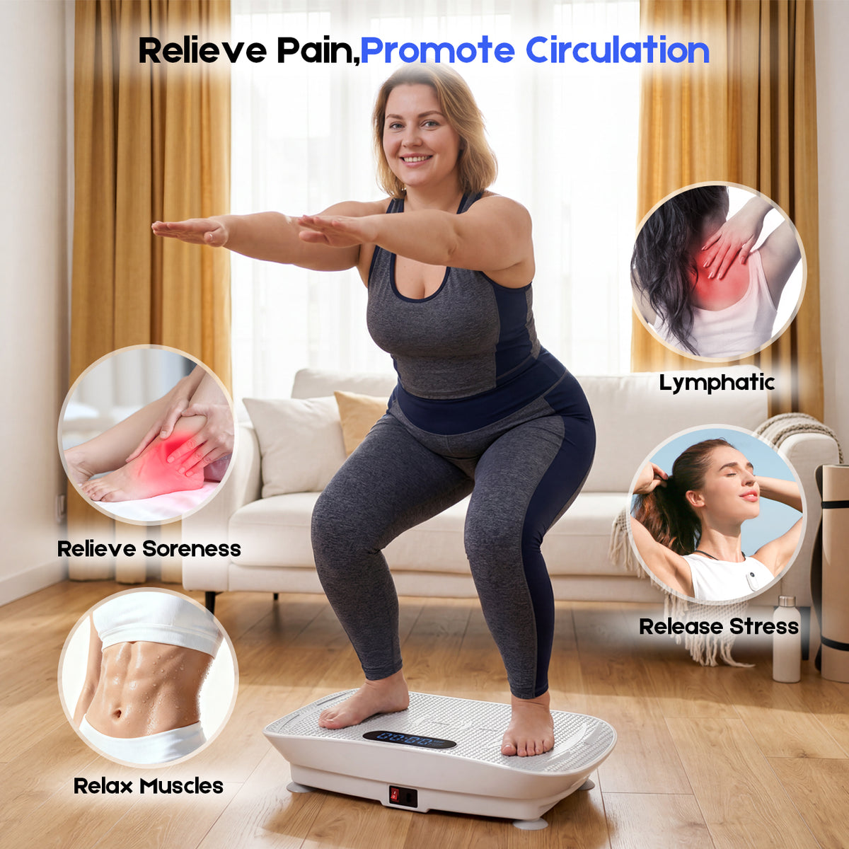 Vibration Plate Exercise Machine with LED Touch Screen & Bluetooth Speaker, Whole Body Vibration Fitness Platform with Multiple Modes