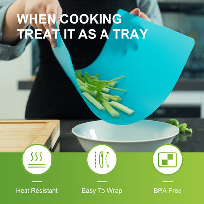 Bamboo Chopping Board with 5 Pcs Color-Coded Flexible Cutting Mats
