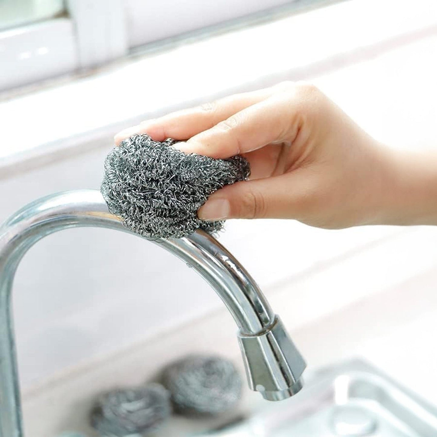 12 Pcs  Heavy‑Duty Stainless Steel Scourers – Durable Cleaning Pads for Pots, BBQ, Grill