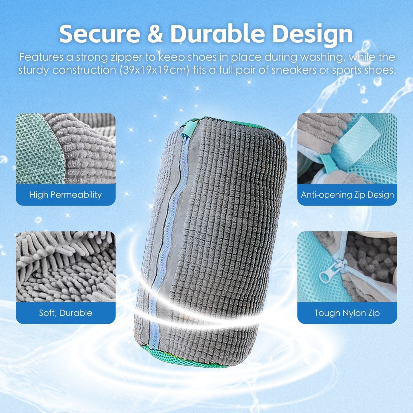 2 Pcs Portable Shoe Washing Bag