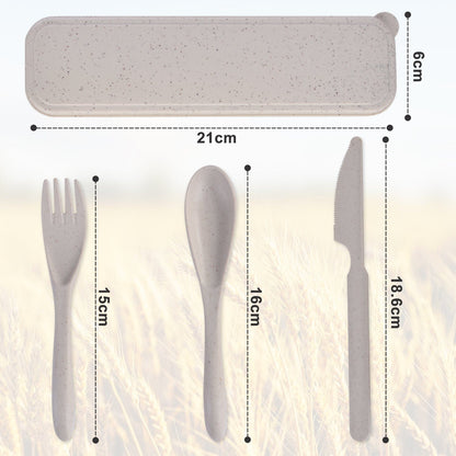 Clevinger Reusable Wheat Straw Fibre Cutlery Set with Case - Pink