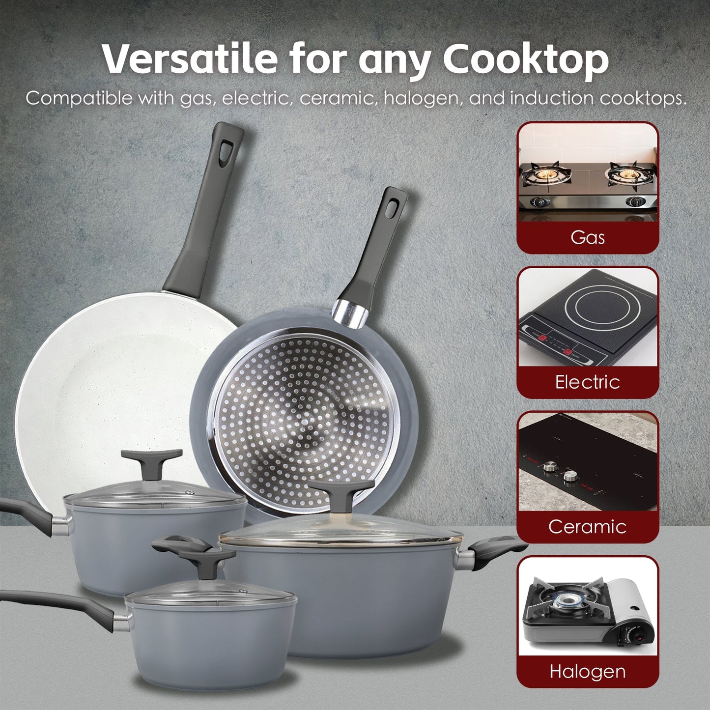 CLEVINGER 24CM NON-STICK FRYPAN(white and grey)