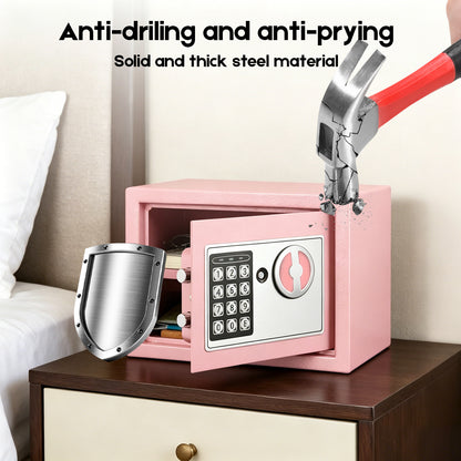 6.4L Digital Safe Box, Electronic Security Safe with Keypad & 2 Emergency Keys, Steel Cash & Valuables Lock Box for Home, Office & Hotel