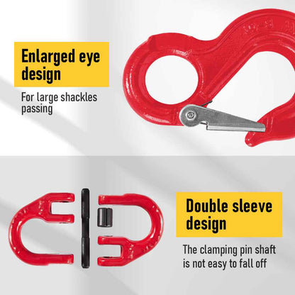 2 Pack Sling Hook with Hammerlock Heavy Duty Safety Sling Hooks for Cavan Camper Trailer Connecting Extend Safety Chain 1.12T