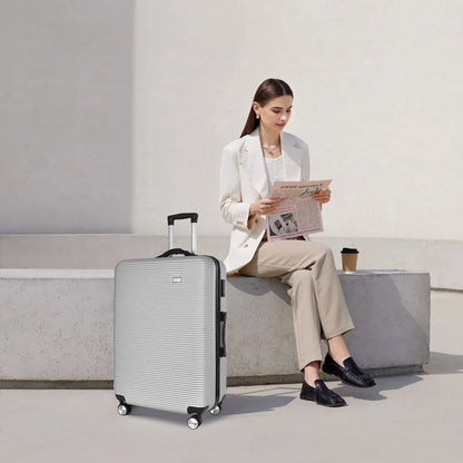 28" Digital Weighing Scale and USB Charging Port Lightweight Luggage Suitcase Silver
