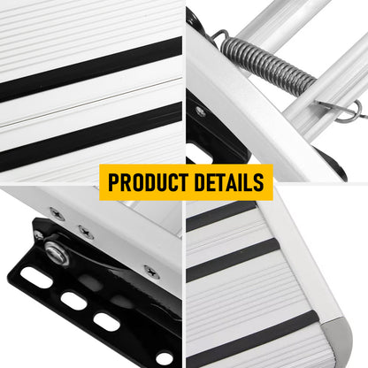 Heavy Duty Aluminium Caravan Step Stool, Supports Up to 200kg, Foldable RV Entry Step with Anti-Slip Surface, Portable Step for Caravan, Motorhome, Camper Trailer & Camping, Silver
